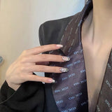 Korean Diamond Zircon Cross Nail Ring Set