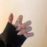 Korean Diamond Zircon Cross Nail Ring Set