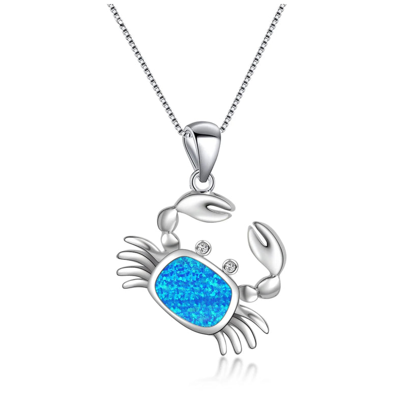 Fire Opal Crab Necklace Pendant for Women Girls