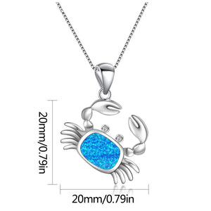 Fire Opal Crab Necklace Pendant for Women Girls