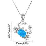 Fire Opal Crab Necklace Pendant for Women Girls