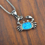 Fire Opal Crab Necklace Pendant for Women Girls