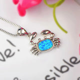 Fire Opal Crab Necklace Pendant for Women Girls