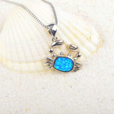 Fire Opal Crab Necklace Pendant for Women Girls