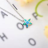 Fire Opal Mini Starfish Necklace Pendant for Women Girls