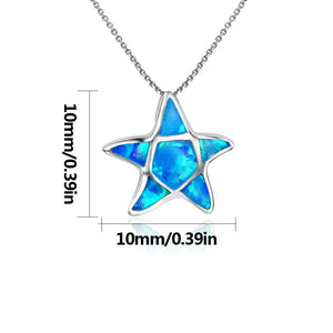 Fire Opal Mini Starfish Necklace Pendant for Women Girls