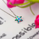 Fire Opal Mini Starfish Necklace Pendant for Women Girls