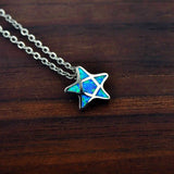 Fire Opal Mini Starfish Necklace Pendant for Women Girls