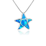 Fire Opal Mini Starfish Necklace Pendant for Women Girls