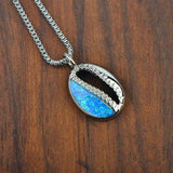 Fire Opal Shell Necklace Pendant For Women Girls