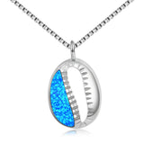 Fire Opal Shell Necklace Pendant For Women Girls