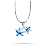 Fire Opal Starfish Turtle Necklace Pendant for Women
