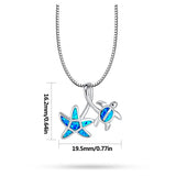 Fire Opal Starfish Turtle Necklace Pendant for Women