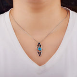 Fire Opal Surfboard Turtle Necklace Pendant for Women Girls