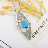 Fire Opal Surfboard Turtle Necklace Pendant for Women Girls