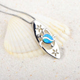 Fire Opal Surfboard Turtle Necklace Pendant for Women Girls