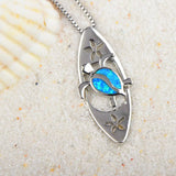 Fire Opal Surfboard Turtle Necklace Pendant for Women Girls