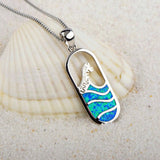 Fire Opal Wave Drift Bottle Necklace Pendant for Women Girls