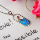 Fire Opal Wave Drift Bottle Necklace Pendant for Women Girls