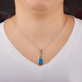 Fire Opal Wave Drift Bottle Necklace Pendant for Women Girls