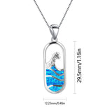 Fire Opal Wave Drift Bottle Necklace Pendant for Women Girls