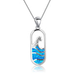 Fire Opal Wave Drift Bottle Necklace Pendant for Women Girls