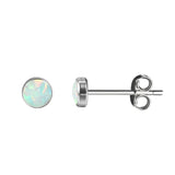 Fire Opal Stone Earrings Titanium Studs Minimalist Ear Piercing Jewelry