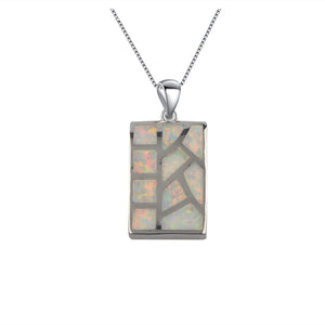 Fire Opal Army Square Necklace Pendant Jewelry For Women Girls