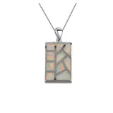 Fire Opal Army Square Necklace Pendant Jewelry For Women Girls