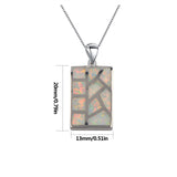 Fire Opal Army Square Necklace Pendant Jewelry For Women Girls