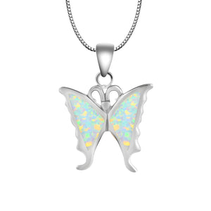 Fire Opal Butterfly Necklace Pendant