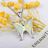 Fire Opal Butterfly Necklace Pendant