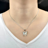 Fire Opal Butterfly Necklace Pendant