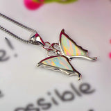 Fire Opal Butterfly Necklace Pendant
