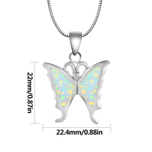 Fire Opal Butterfly Necklace Pendant