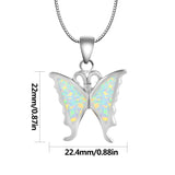 Fire Opal Butterfly Necklace Pendant