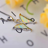 Fire Opal Butterfly Necklace Pendant