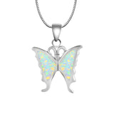 Fire Opal Butterfly Necklace Pendant