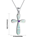 Fire Opal Jesus Cross Necklace Pendant for Women
