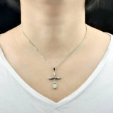 Fire Opal Jesus Cross Necklace Pendant for Women