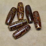 Fire Roasted Brown Agate Beads Tibet 9 Eyes DZI 15*41mm DIY Jewelry