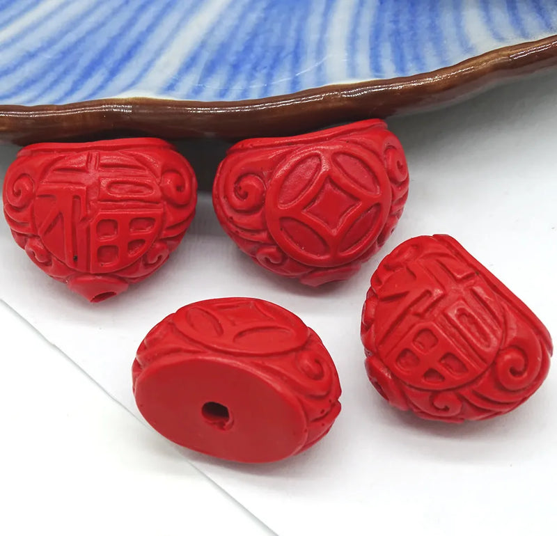 50pcs FireBrick Peach Cinnabar Beads DIY Craft Jewelry Loose Beads Wholesale