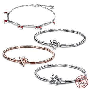 Firecracker Red Bracelet 925 Sterling Silver Classic Snake Bone Chain Bracelet