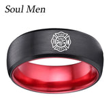 Firefighter Fireman Tungsten Wedding Band Red & Green