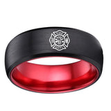 Firefighter Fireman Tungsten Wedding Band Red & Green