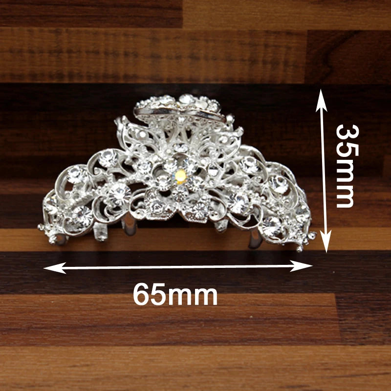 Vintage Crystal Hair Jaw Clip Clamp Rhinestone Hair Claws Women Accessories