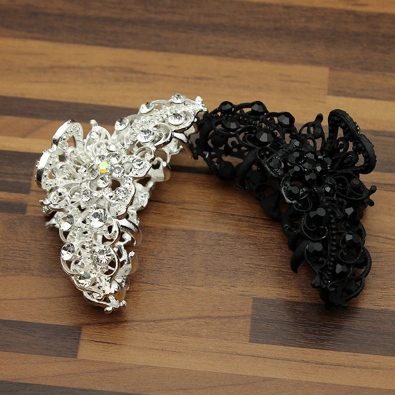 Vintage Crystal Hair Jaw Clip Clamp Rhinestone Hair Claws Women Accessories