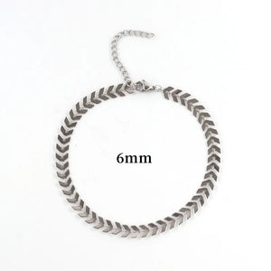 Vintage Stainless Steel Fish Bone Chain Anklet Women
