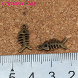 Fish Bone Charms Pendants 300Pcs Antique Bronze DIY Jewelry A-294