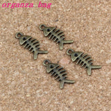 Fish Bone Charms Pendants 300Pcs Antique Bronze DIY Jewelry A-294